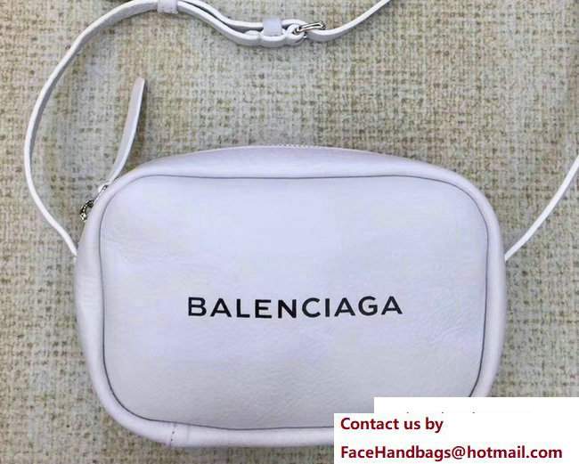 Balenciaga Logo Calfskin Everyday Camera Small Bag White Resort 2018 - Click Image to Close