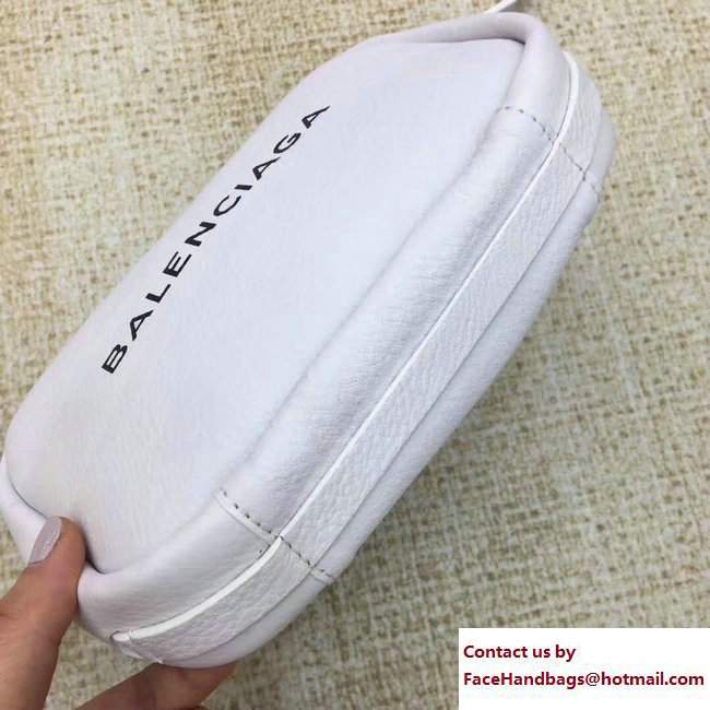 Balenciaga Logo Calfskin Everyday Camera Small Bag White Resort 2018