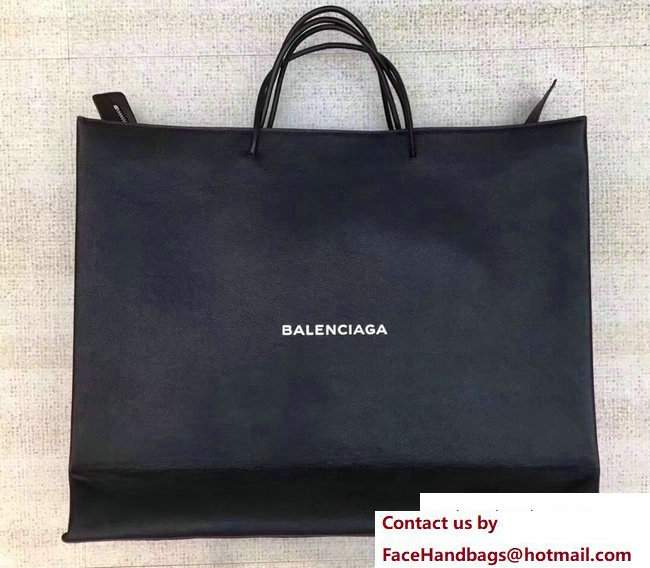 Balenciaga Logo Calfskin North-South Shopping Large Bag Black 2017