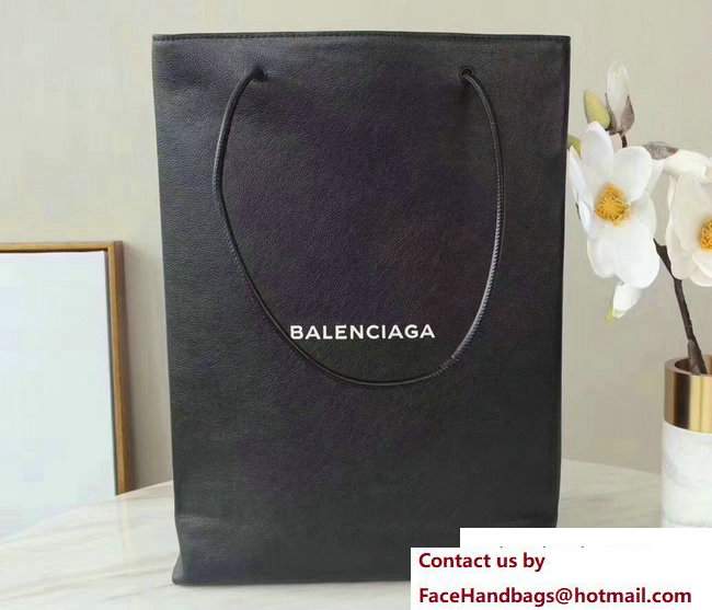 Balenciaga Logo Calfskin North-South Shopping Medium Bag Black 2017