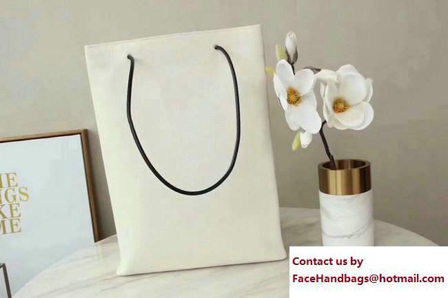 Balenciaga Logo Calfskin North-South Shopping Medium Bag White 2017