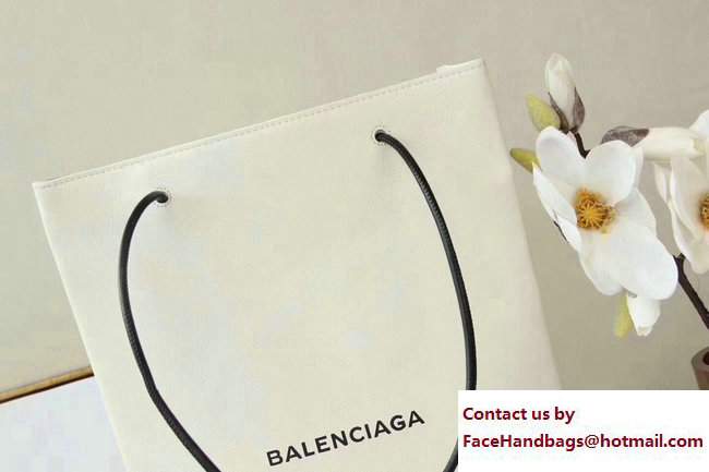 Balenciaga Logo Calfskin North-South Shopping Medium Bag White 2017 - Click Image to Close