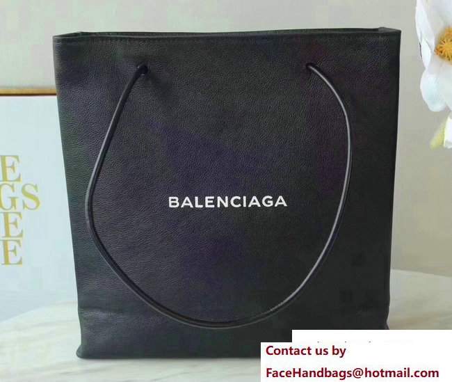 Balenciaga Logo Calfskin North-South Shopping Small Bag Black 2017
