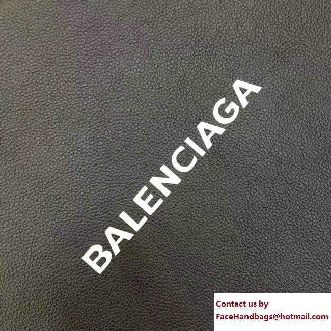 Balenciaga Logo Calfskin Shopping Clip Pouch Clutch Zip Case Large Bag Black 2017