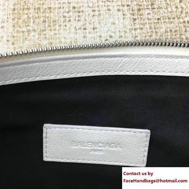 Balenciaga Logo Calfskin Shopping Clip Pouch Clutch Zip Case Large Bag White 2017 - Click Image to Close