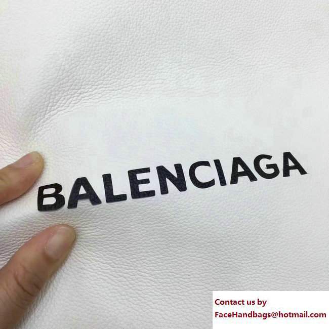 Balenciaga Logo Calfskin Shopping Clip Pouch Clutch Zip Case Large Bag White 2017