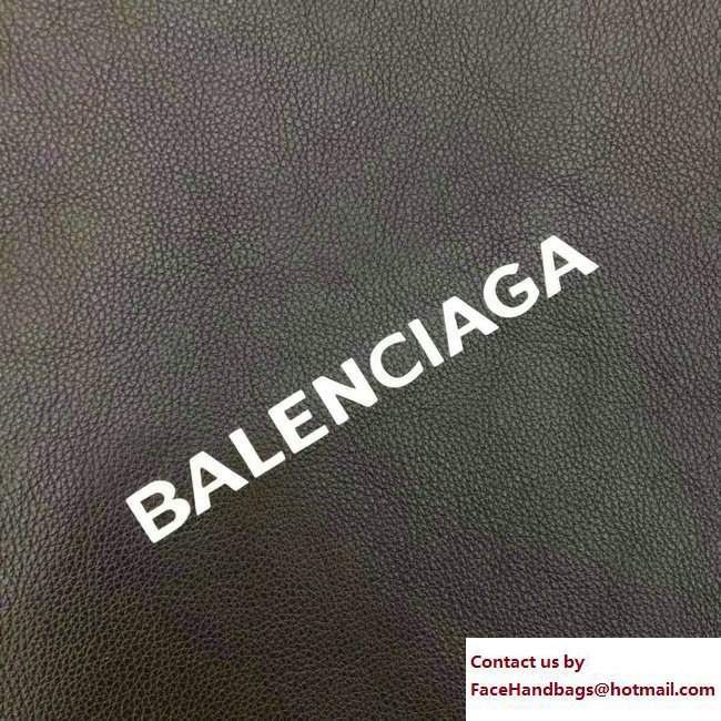 Balenciaga Logo Calfskin Shopping Clip Pouch Clutch Zip Case Medium Bag Black 2017 - Click Image to Close
