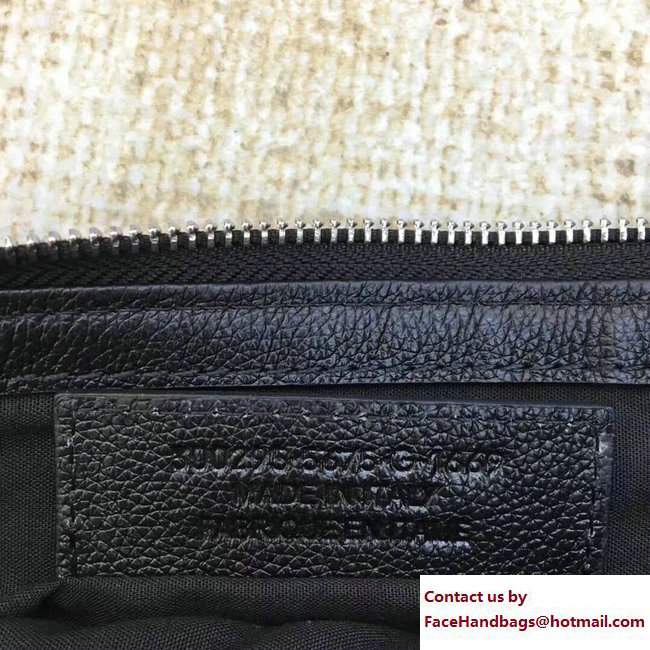 Balenciaga Logo Calfskin Shopping Clip Pouch Clutch Zip Case Medium Bag Black 2017