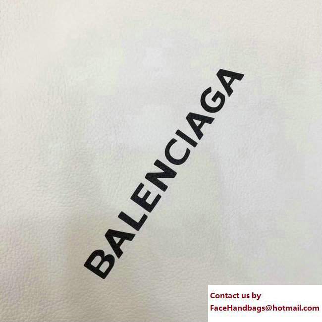 Balenciaga Logo Calfskin Shopping Clip Pouch Clutch Zip Case Medium Bag White 2017 - Click Image to Close