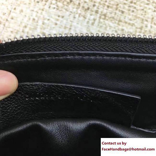 Balenciaga Logo Calfskin Shopping Clip Pouch Clutch Zip Case Small Bag Black 2017 - Click Image to Close