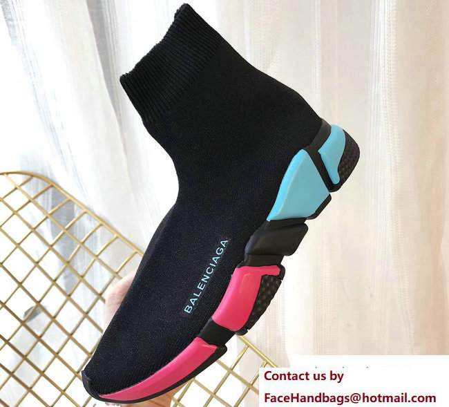 Balenciaga Multicolour Knit Sock Speed Trainers Sneakers Black 2018 - Click Image to Close