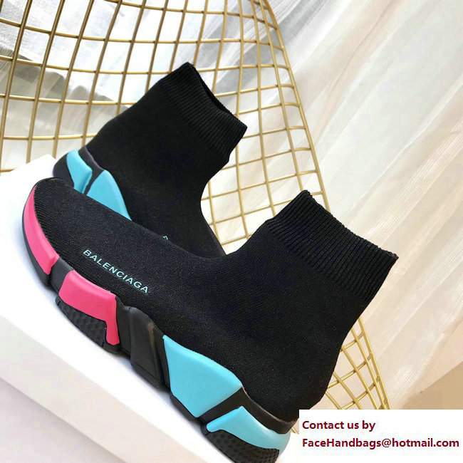 Balenciaga Multicolour Knit Sock Speed Trainers Sneakers Black 2018
