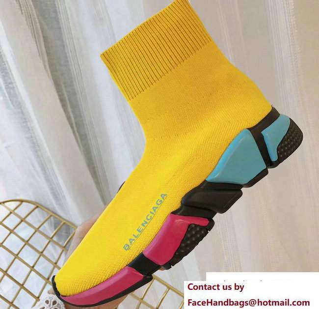 Balenciaga Multicolour Knit Sock Speed Trainers Sneakers Yellow 2018