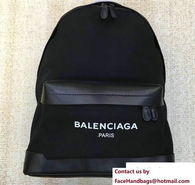 Balenciaga Navy Cotton Canvas Backpack Large Bag Black 2017 - Click Image to Close