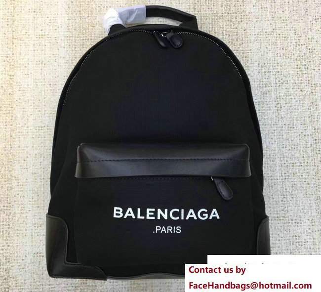 Balenciaga Navy Cotton Canvas Backpack Small Bag Black 2017 - Click Image to Close
