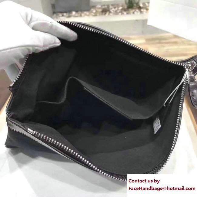 Balenciaga Navy Cotton Canvas Clip Clutch Pouch Medium Bag Black 2017