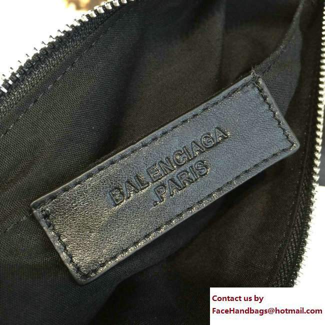 Balenciaga Navy Cotton Canvas Clip Clutch Pouch Small Bag White/Black 2017 - Click Image to Close