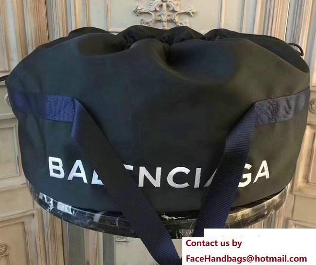Balenciaga Nylon Round Wheel Luggage Bag Black With Drawstring Closure 2017 - Click Image to Close
