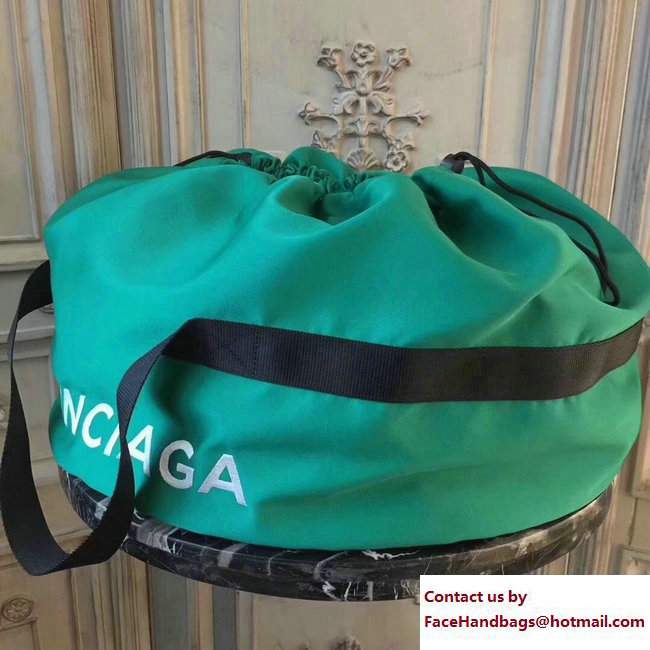 Balenciaga Nylon Round Wheel Luggage Bag Green With Drawstring Closure 2017 - Click Image to Close