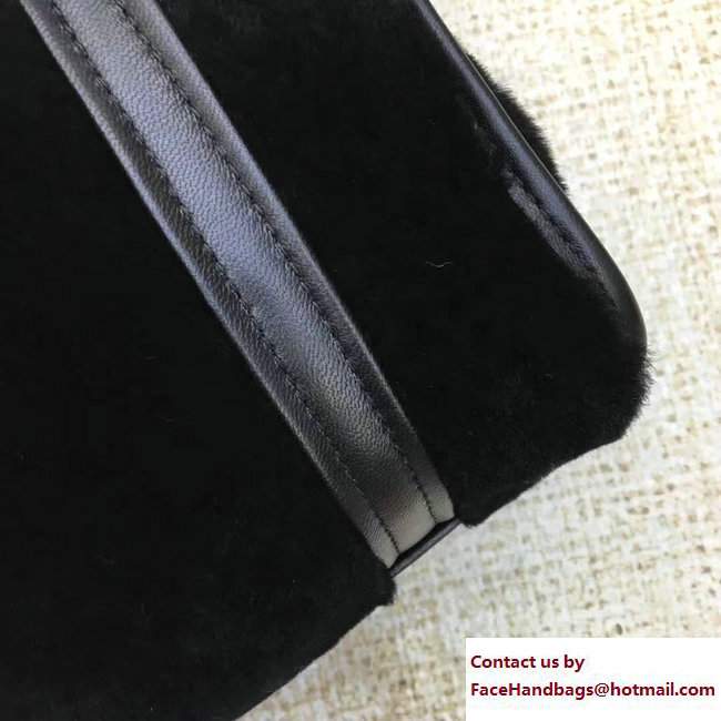 Balenciaga Shearling Bazar Mini XS Shopping Bag Black 2017 - Click Image to Close