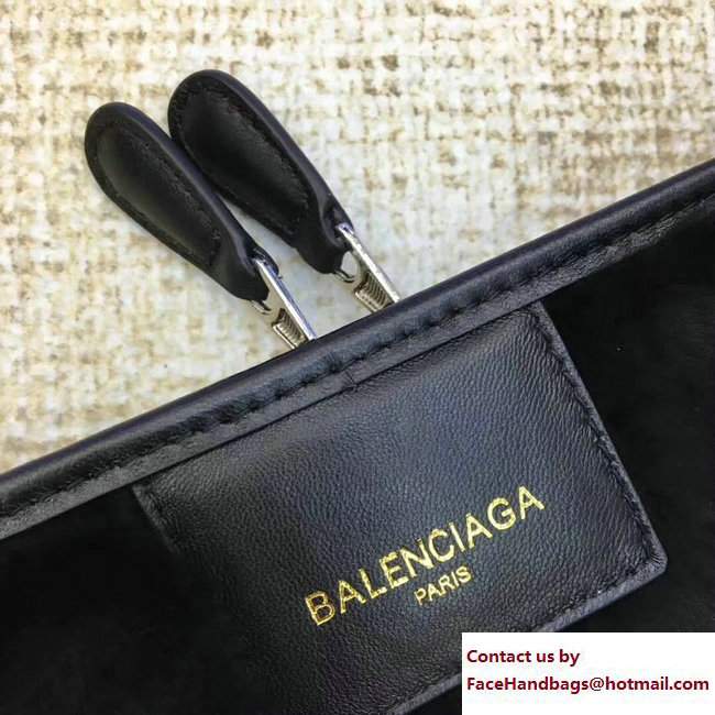 Balenciaga Shearling Bazar Zipped Pouch Clutch Bag Black 2017 - Click Image to Close