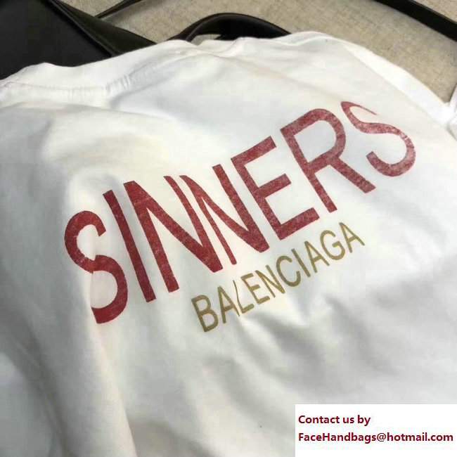Balenciaga Sinners T-shirt White 2018 - Click Image to Close