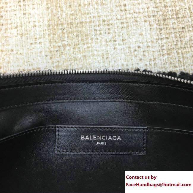 Balenciaga Small Shearling Pouch Clutch Bag Black 2018 - Click Image to Close