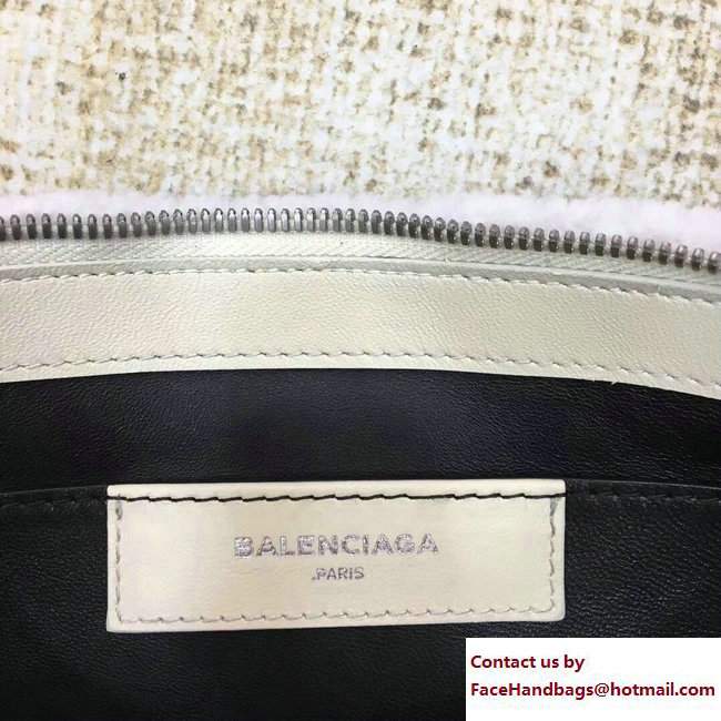 Balenciaga Small Shearling Pouch Clutch Bag White 2018