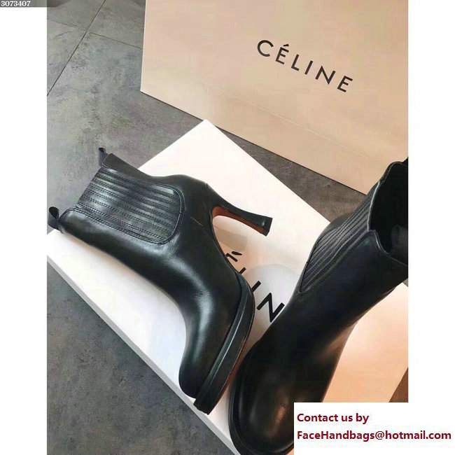 Celine Heel 8.5cm Curved Toe Bootie 322853 Black 2017 - Click Image to Close