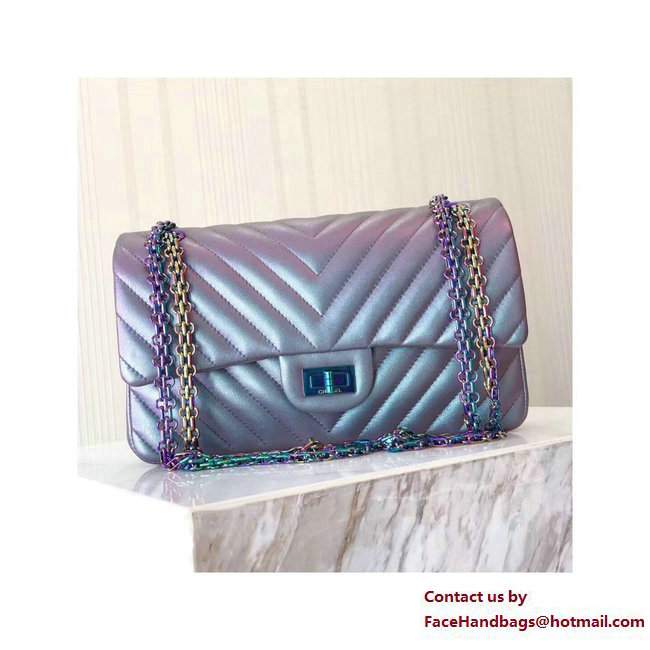 Chanel 2.55 Reissue Size 225 Bag Iridescent Purple 2017 - Click Image to Close