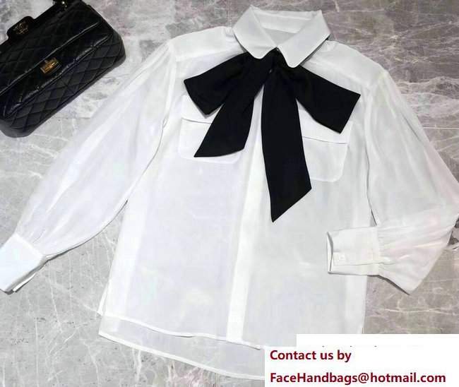 Chanel Black Bow Shirt White 2018 - Click Image to Close
