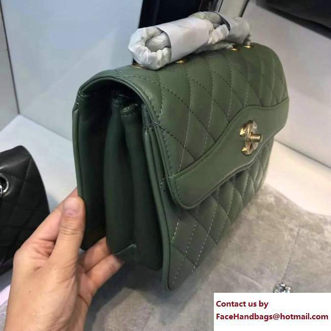 Chanel CC Logo Lambskin Medium Flap Bag A57028 Green Cruise 2018