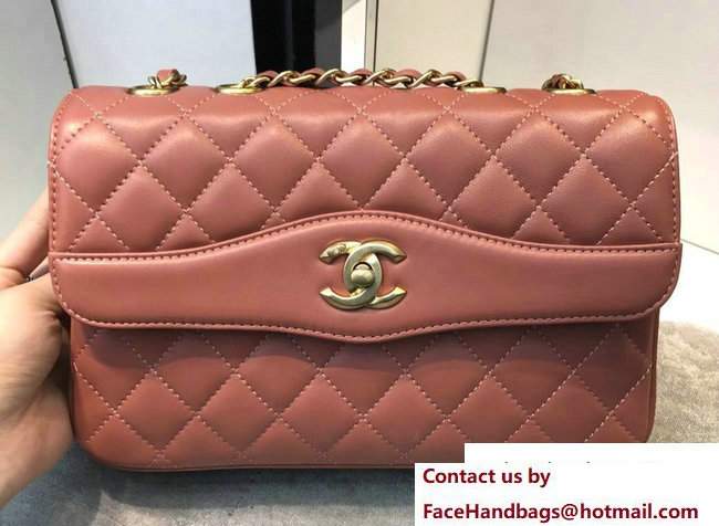 Chanel CC Logo Lambskin Medium Flap Bag A57028 Lobster Pink Cruise 2018