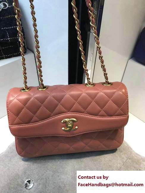 Chanel CC Logo Lambskin Medium Flap Bag A57028 Lobster Pink Cruise 2018 - Click Image to Close
