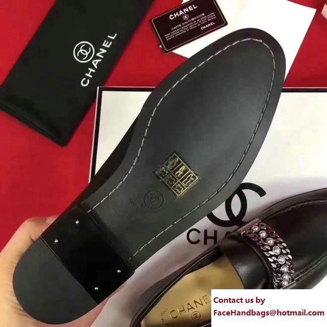 Chanel Calfskin Chain and Pearl Loafers G33155 Black 2018