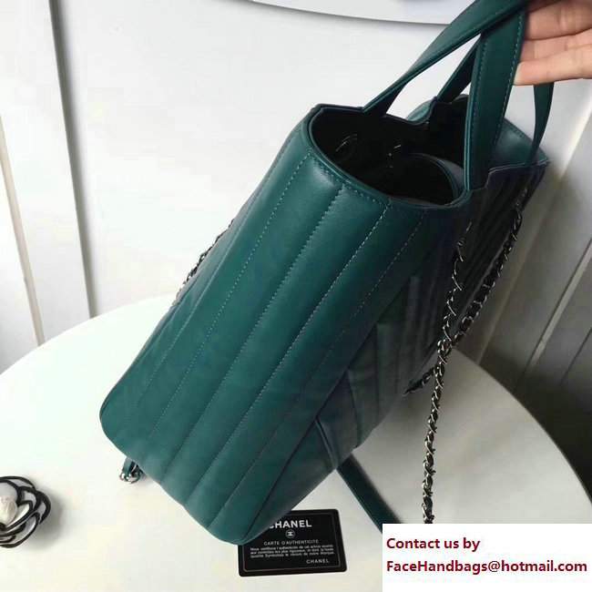 Chanel Calfskin Chevron Statement Large Shopping Bag A91643 Green 2017 - Click Image to Close