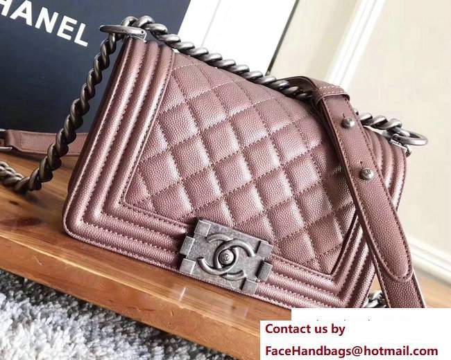 Chanel Caviar Leather Boy Flap Small Bag Pink Gold 2017 - Click Image to Close