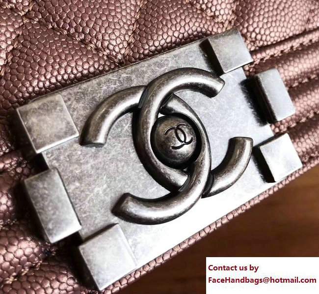 Chanel Caviar Leather Boy Flap Small Bag Pink Gold 2017