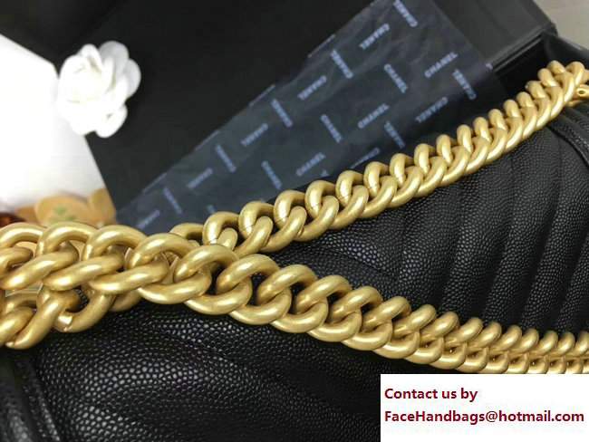 Chanel Caviar Leather Chevron Boy Flap Bag Black/Gold 2017 - Click Image to Close