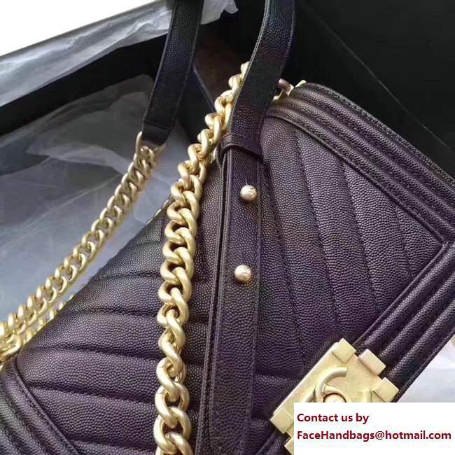 Chanel Caviar Leather Chevron Boy Flap Bag Dark Burgundy 2017