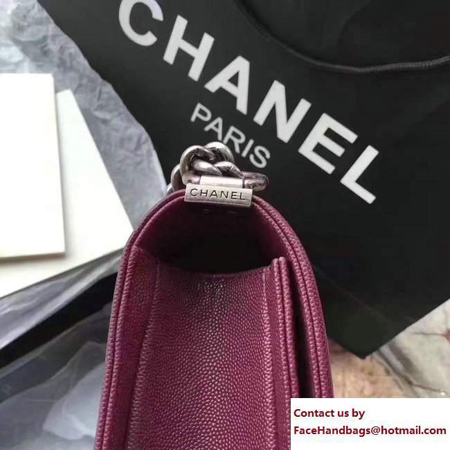 Chanel Caviar Leather Chevron Boy Flap Bag Date Red 2017
