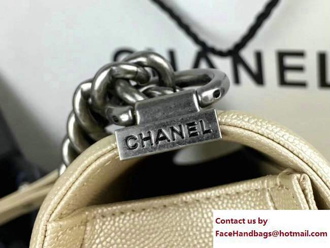 Chanel Caviar Leather Chevron Boy Flap Bag Light Gold 2017 - Click Image to Close
