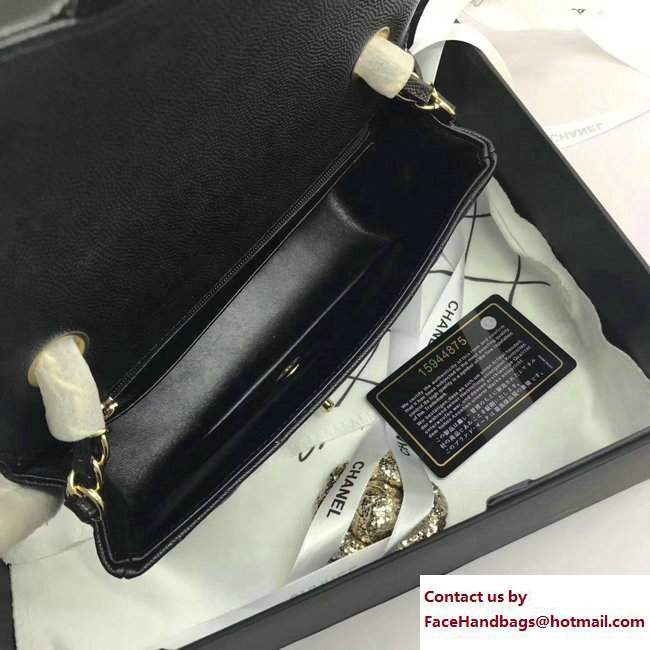 Chanel Caviar Leather Chevron Classic Flap Small Bag A1116 Black/Gold 2017 - Click Image to Close