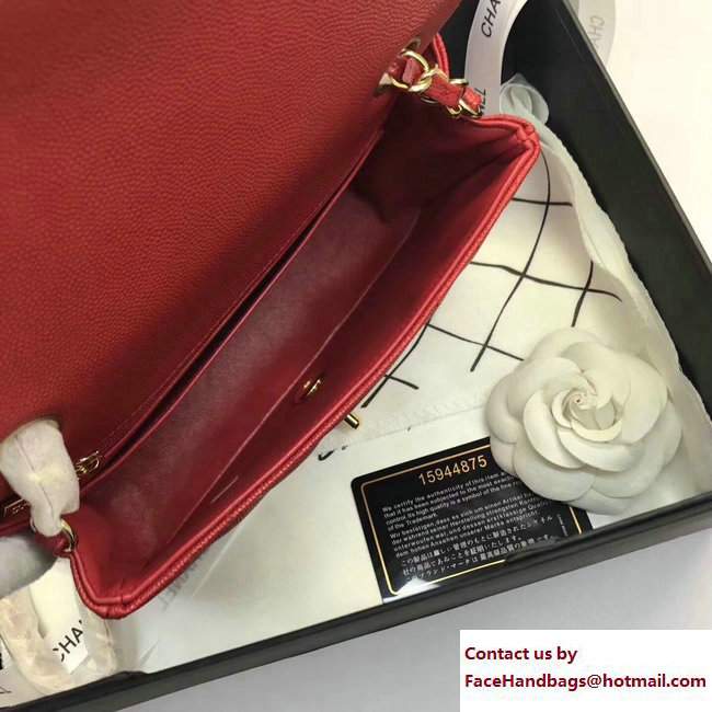Chanel Caviar Leather Chevron Classic Flap Small Bag A1116 Red/Gold 2017 - Click Image to Close