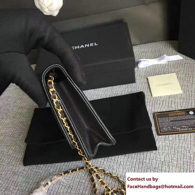 Chanel Caviar Leather Chevron Wallet On Chain WOC Bag Black/Gold 2017