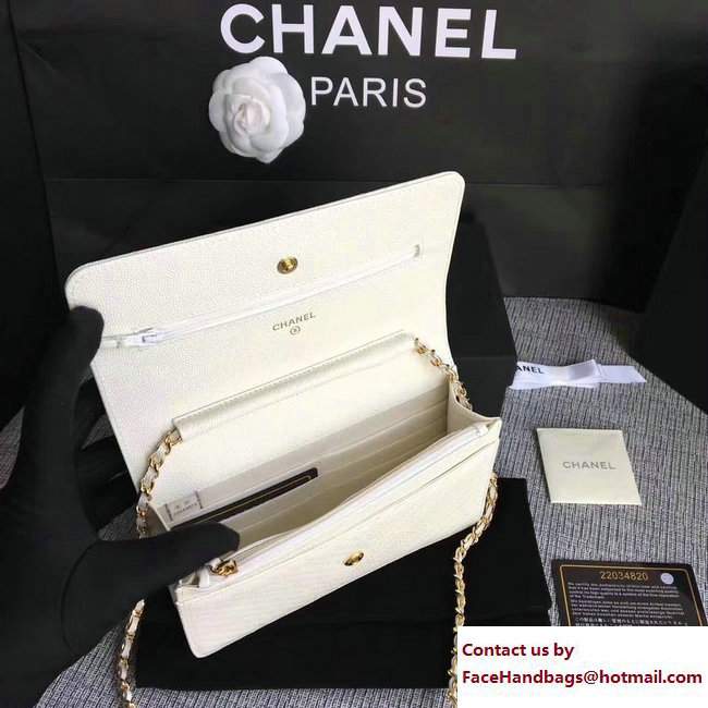 Chanel Caviar Leather Chevron Wallet On Chain WOC Bag White 2017 - Click Image to Close