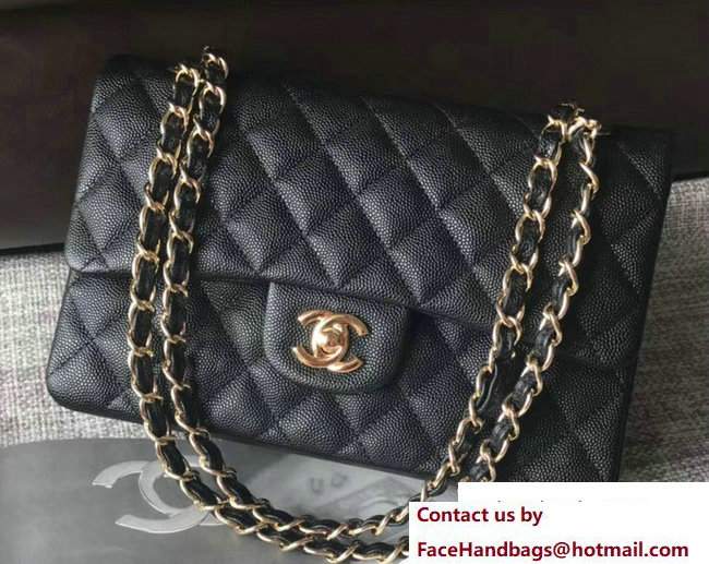 Chanel Caviar Leather Classic Flap New Small Bag A01113 Black/Gold 2018