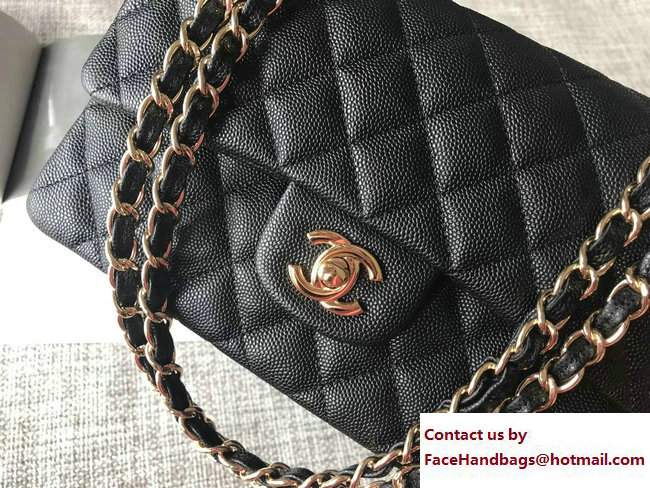 Chanel Caviar Leather Classic Flap New Small Bag A01113 Black/Gold 2018