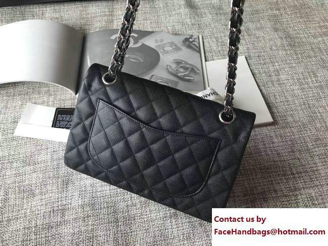 Chanel Caviar Leather Classic Flap New Small Bag A01113 Black/Silver 2018