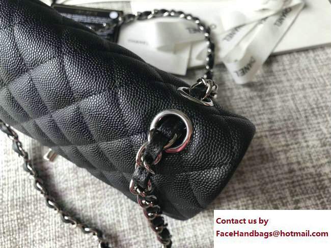 Chanel Caviar Leather Classic Flap New Small Bag A01113 Black/Silver 2018 - Click Image to Close
